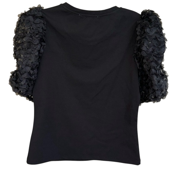 NWT Anthropologie Black Ruffle-Sleeve Top by Flat White Size XS - Picture 7 of 11